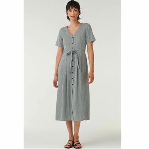 Vetta The Button Up Midi Dress - Black and White Stripe